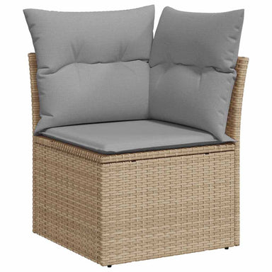 Tuinbankenset 9 st 7-Aantal zitplaatsen Beige Poly riet