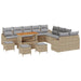 Tuinbankenset met kussen met opslag 13 pcs Beige Poly riet
