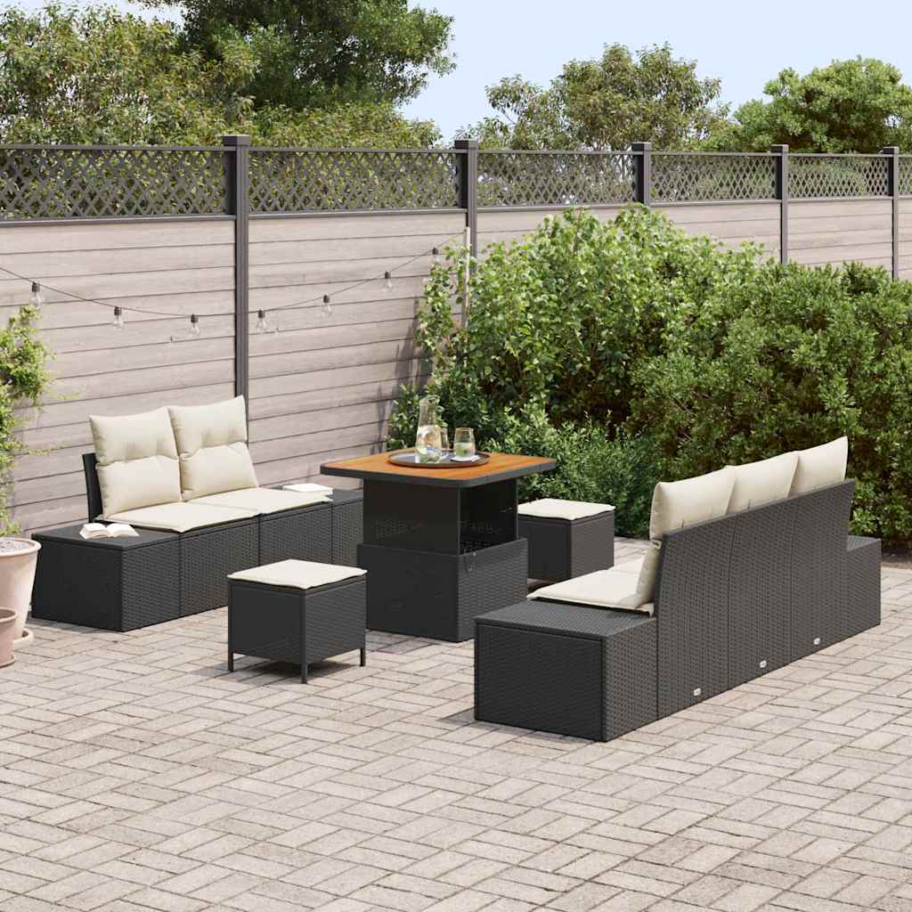 Tuinbankenset 8 st 7-Aantal zitplaatsen Zwart Poly riet