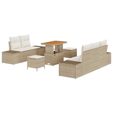 Tuinbankenset 8 st 7-Aantal zitplaatsen Beige Poly riet