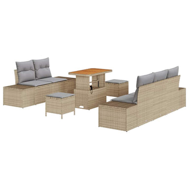 Tuinbankenset 8 st 7-Aantal zitplaatsen Beige Poly riet