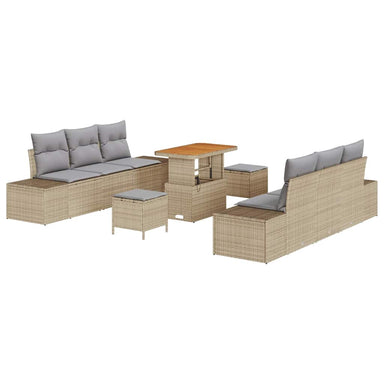 Tuinbankenset 9 st 8-Aantal zitplaatsen Beige Poly riet