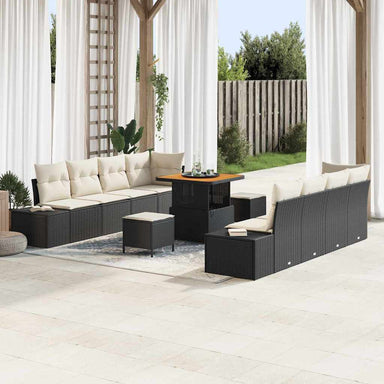 Tuinbankenset met kussen Zwart 80 x 80 x 71 cm Poly riet