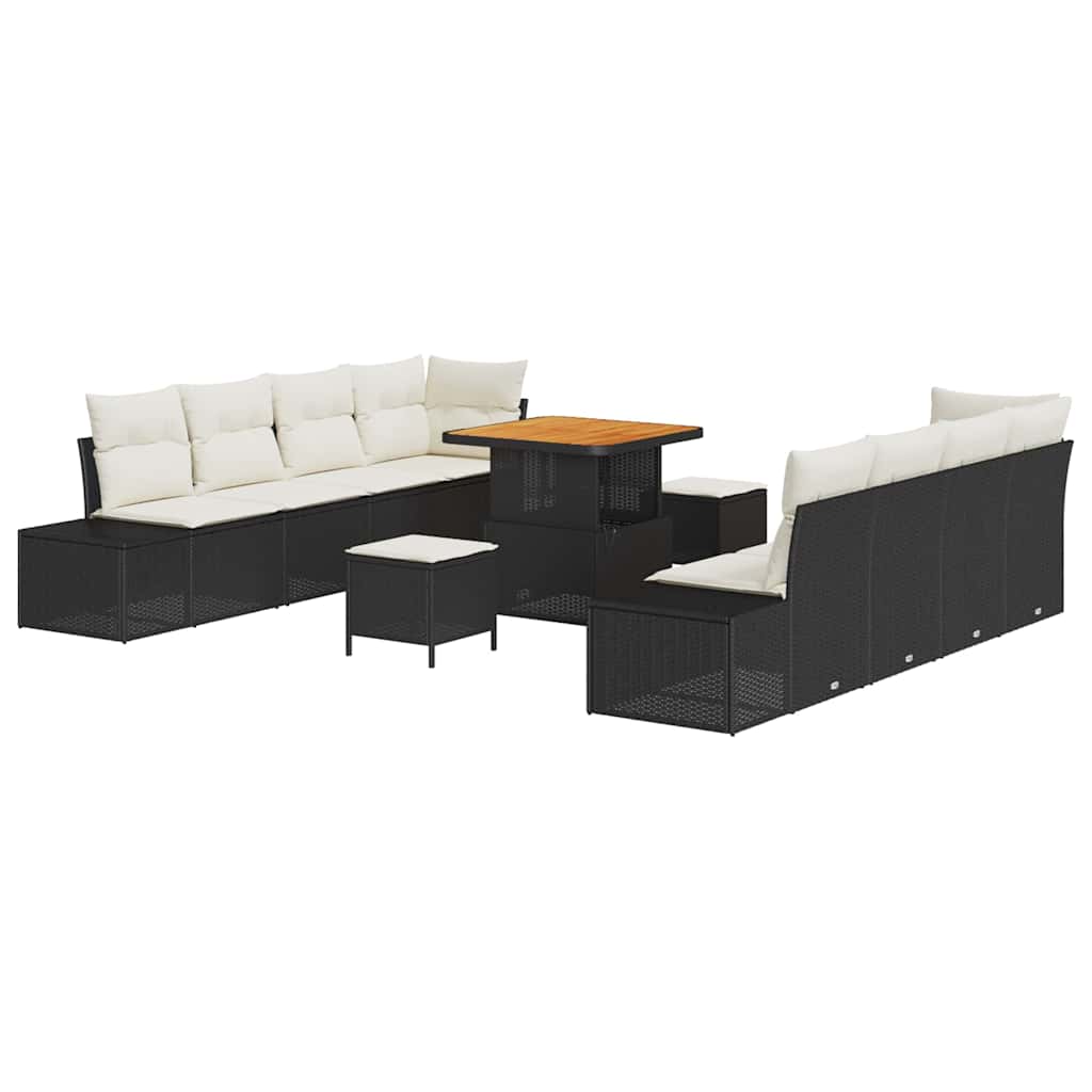 Tuinbankenset met kussen Zwart 80 x 80 x 71 cm Poly riet