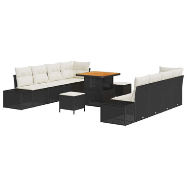Tuinbankenset met kussen Zwart 80 x 80 x 71 cm Poly riet