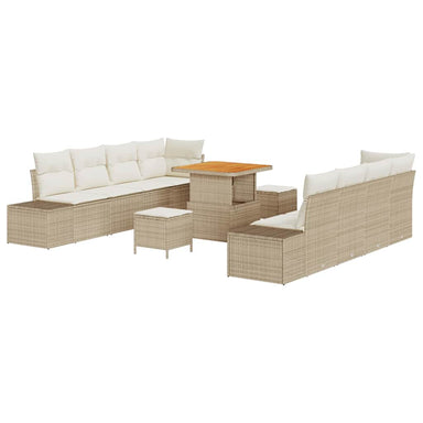 Tuinbankenset met kussen met opslag 11 pcs Beige Poly riet