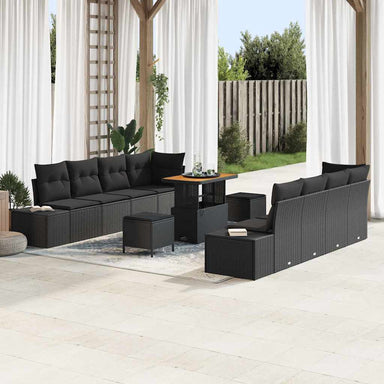 Tuinbankenset met kussen Zwart 90 x 55 x 71 cm Poly riet