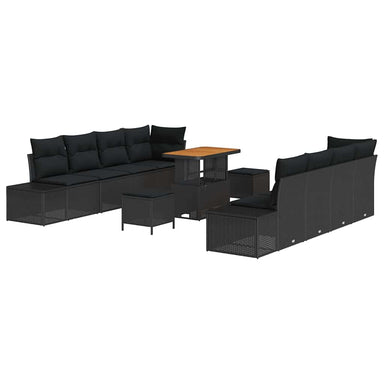 Tuinbankenset met kussen Zwart 90 x 55 x 71 cm Poly riet
