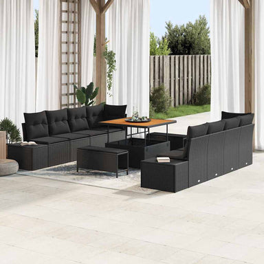 Tuinbankenset met kussen Zwart 100 x 100 x 71 cm Poly riet