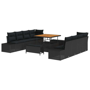 Tuinbankenset met kussen Zwart 100 x 100 x 71 cm Poly riet