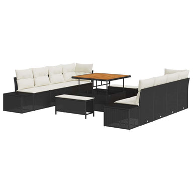 Tuinbankenset met kussen Zwart 264 x 62 x 85 cm Poly riet