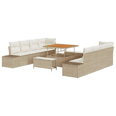 Tuinbankenset met kussen Beige 100 x 100 x 71 cm Poly riet