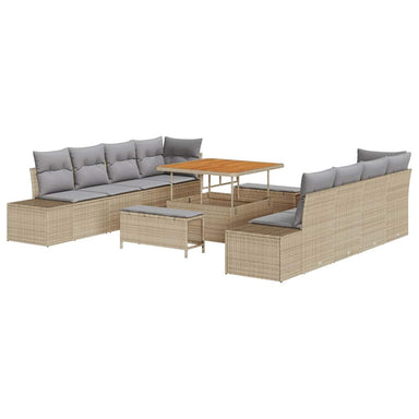 Tuinbankenset met kussen Beige 100 x 100 x 71 cm Poly riet
