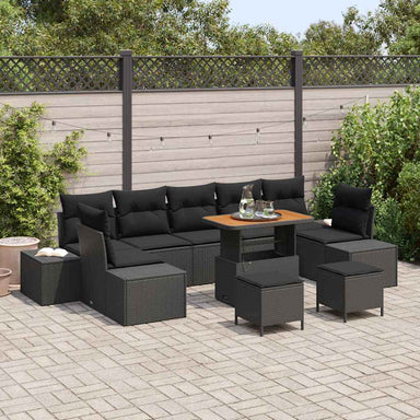 Tuinbankenset 10 st 9-Aantal zitplaatsen Zwart Poly riet
