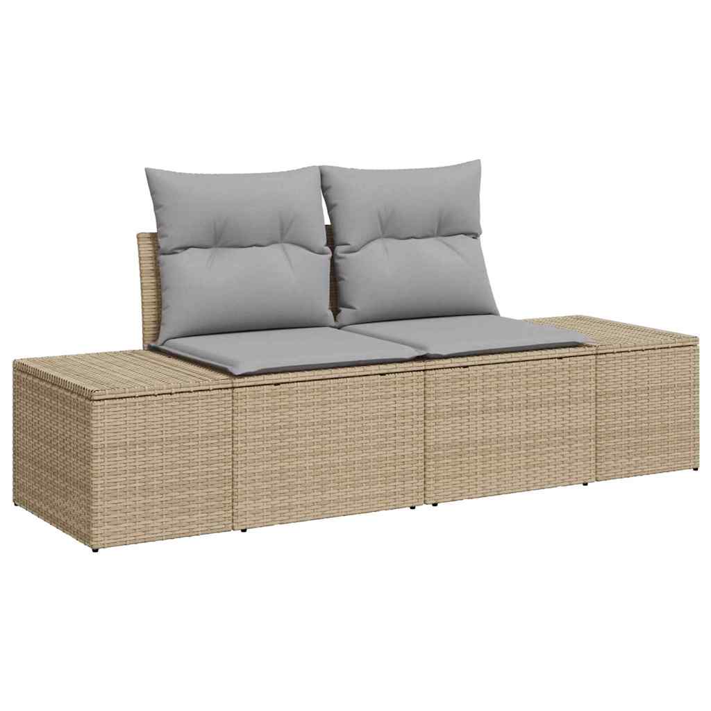 Tuinbankenset 9 st 8-Aantal zitplaatsen Beige Poly riet