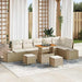 Tuinbankenset 9 st 8-Aantal zitplaatsen Beige Poly riet