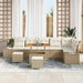 Tuinbankenset 9 st 8-Aantal zitplaatsen Beige Poly riet