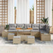 Tuinbankenset 10 st 9-Aantal zitplaatsen Beige Poly riet