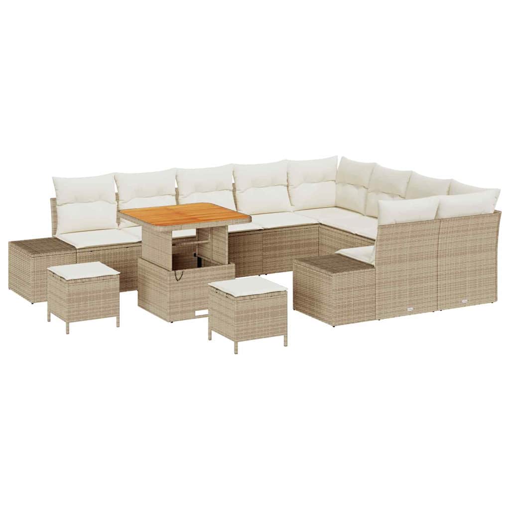 Tuinbankenset 12 st 11-Aantal zitplaatsen Beige Poly riet
