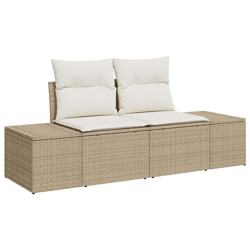 Tuinbankenset 12 st 11-Aantal zitplaatsen Beige Poly riet
