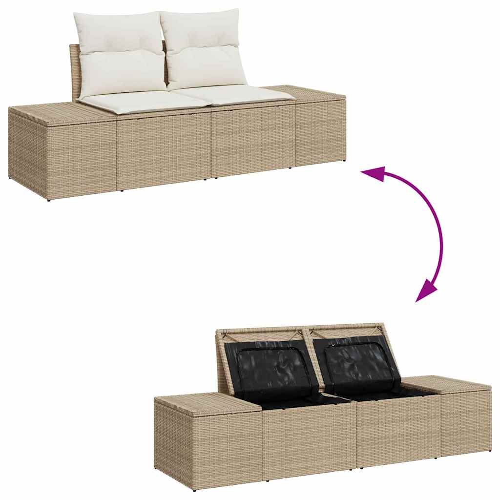 Tuinbankenset 12 st 11-Aantal zitplaatsen Beige Poly riet