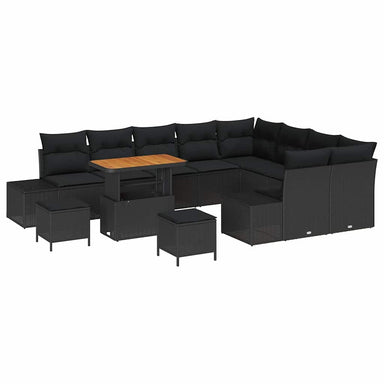 Tuinbankenset 12 st 11-Aantal zitplaatsen Zwart Poly riet