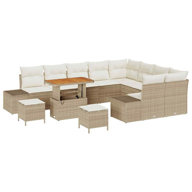 Tuinbankenset 12 st 11-Aantal zitplaatsen Beige Poly riet