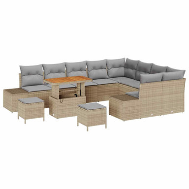 Tuinbankenset 12 st 11-Aantal zitplaatsen Beige Poly riet