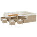 Tuinbankenset 13 st 12-Aantal zitplaatsen Beige Poly riet