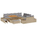 Tuinbankenset 13 st 12-Aantal zitplaatsen Beige Poly riet