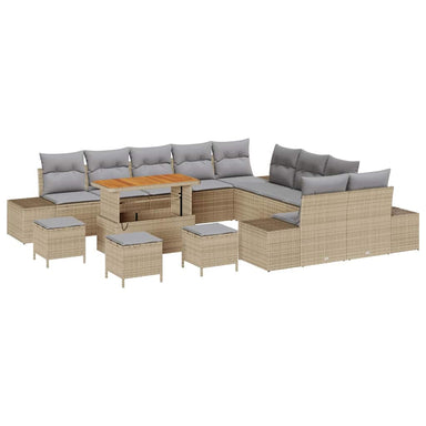 Tuinbankenset 14 st 13-Aantal zitplaatsen Beige Poly riet
