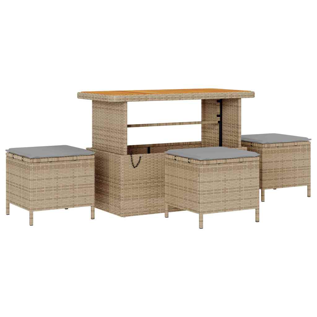 Tuinbankenset 14 st 13-Aantal zitplaatsen Beige Poly riet