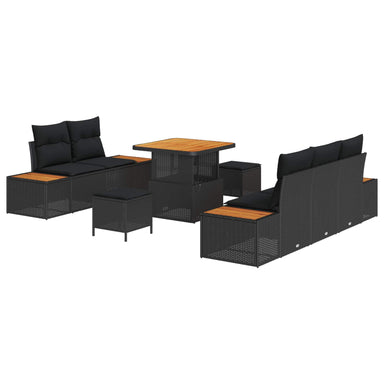 Tuin Sofa Set 8 st 7-Aantal zitplaatsen Zwart
