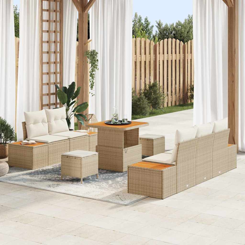 Tuin Sofa Set 8 st 7-Aantal zitplaatsen Beige en Crème