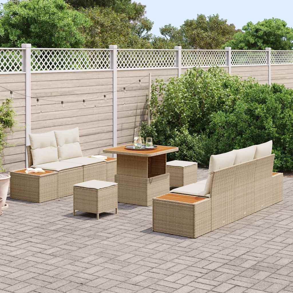 Tuin Sofa Set 8 st 7-Aantal zitplaatsen Beige en Crème