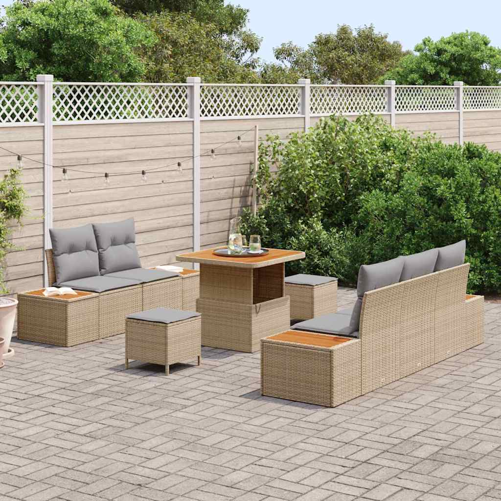 Tuin Sofa Set 8 st 7-Aantal zitplaatsen Beige en Licht Grijs