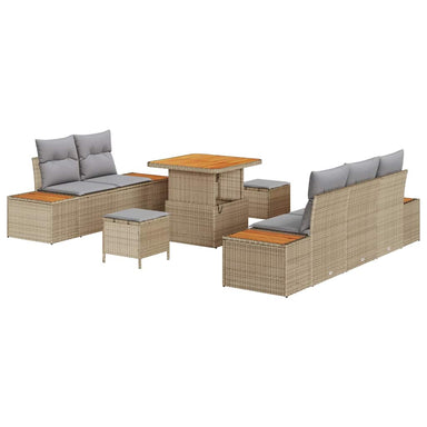 Tuin Sofa Set 8 st 7-Aantal zitplaatsen Beige en Licht Grijs