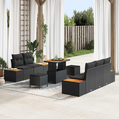 Tuin Sofa Set 8 st 7-Aantal zitplaatsen Zwart