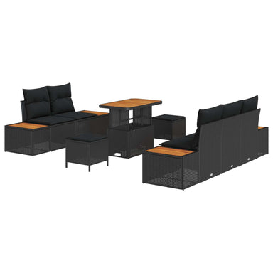 Tuin Sofa Set 8 st 7-Aantal zitplaatsen Zwart