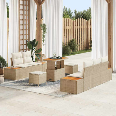 Tuin Sofa Set 8 st 7-Aantal zitplaatsen Beige en Crème
