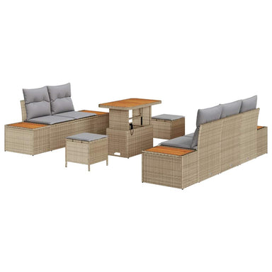Tuin Sofa Set 8 st 7-Aantal zitplaatsen Beige en Licht Grijs