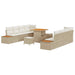 Tuinbankenset 11 st 10-Aantal zitplaatsen Beige Poly riet
