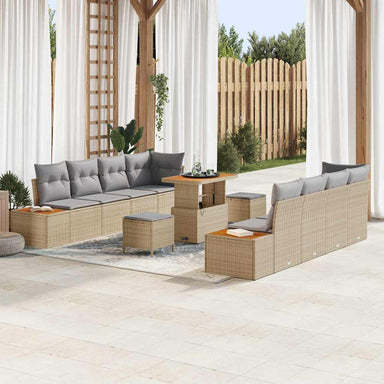Tuinbankenset 11 st 10-Aantal zitplaatsen Beige Poly riet