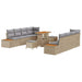 Tuinbankenset 11 st 10-Aantal zitplaatsen Beige Poly riet