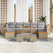 Tuinbankenset 10 st 9-Aantal zitplaatsen Beige Poly riet