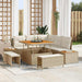 Tuinbankenset met kussen met opslag 8 pcs Beige Poly riet