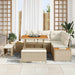 Tuinbankenset met kussen met opslag 8 pcs Beige Poly riet