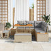 Tuinbankenset 8 st 7-Aantal zitplaatsen Beige Poly riet
