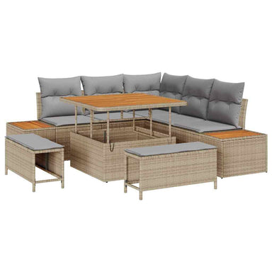 Tuinbankenset 8 st 7-Aantal zitplaatsen Beige Poly riet