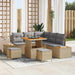 Tuinbankenset 8 st 7-Aantal zitplaatsen Beige Poly riet
